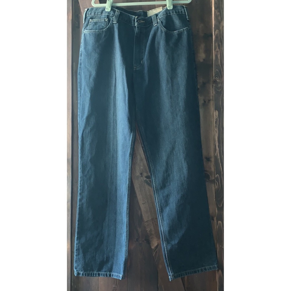 Pair Of Men's Size 38x34 Relaxed‎ Fit Straight Leg Denim Blue Jeans - NEW